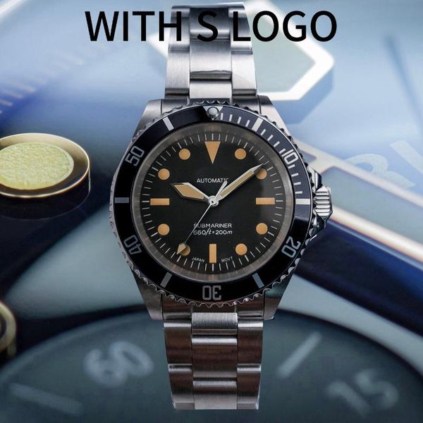 wristwatches vintage watch 1978 japanese nh35 automatic movement men's 40mm sapphire mirror green luminous dial 120clicks sword hands, Slivery;brown